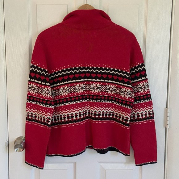 Vintage Knit Holiday Sweater - Red/Black, M - Picture 2 of 4